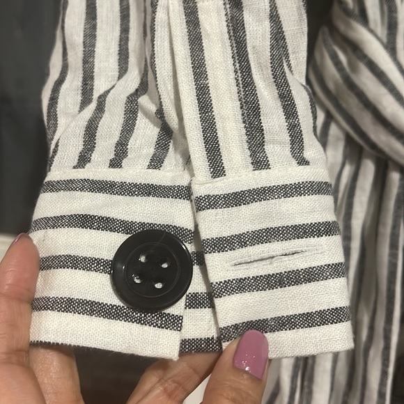 Zara Linen Striped Belted Dress - Picture 7 of 9